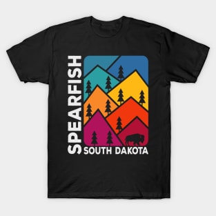 Spearfish South Dakota Vintage Mountains Bison T-Shirt